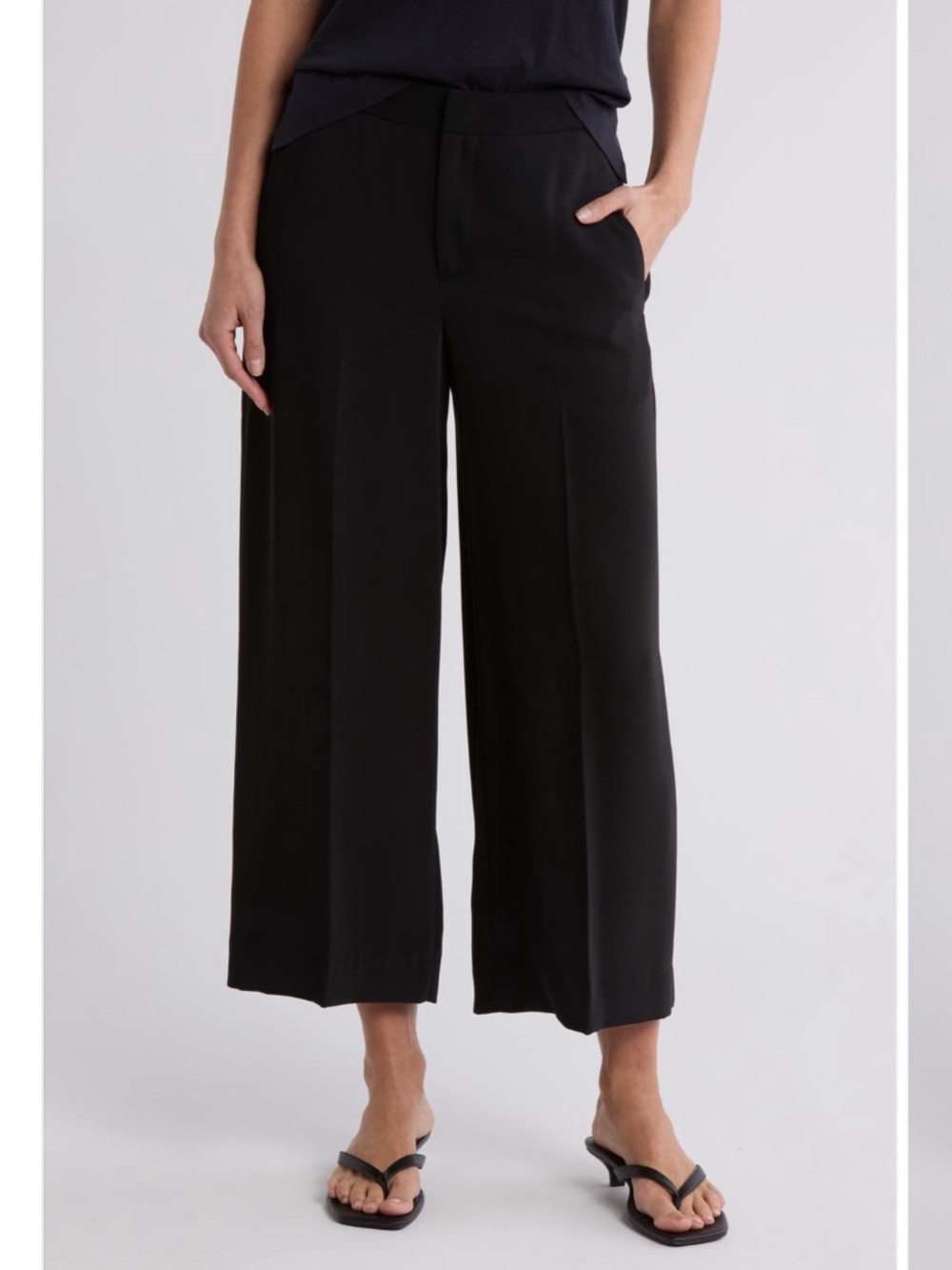 NWT Vince Women's Black Wide Leg Cropped  Trousers Size 0 Retail $365